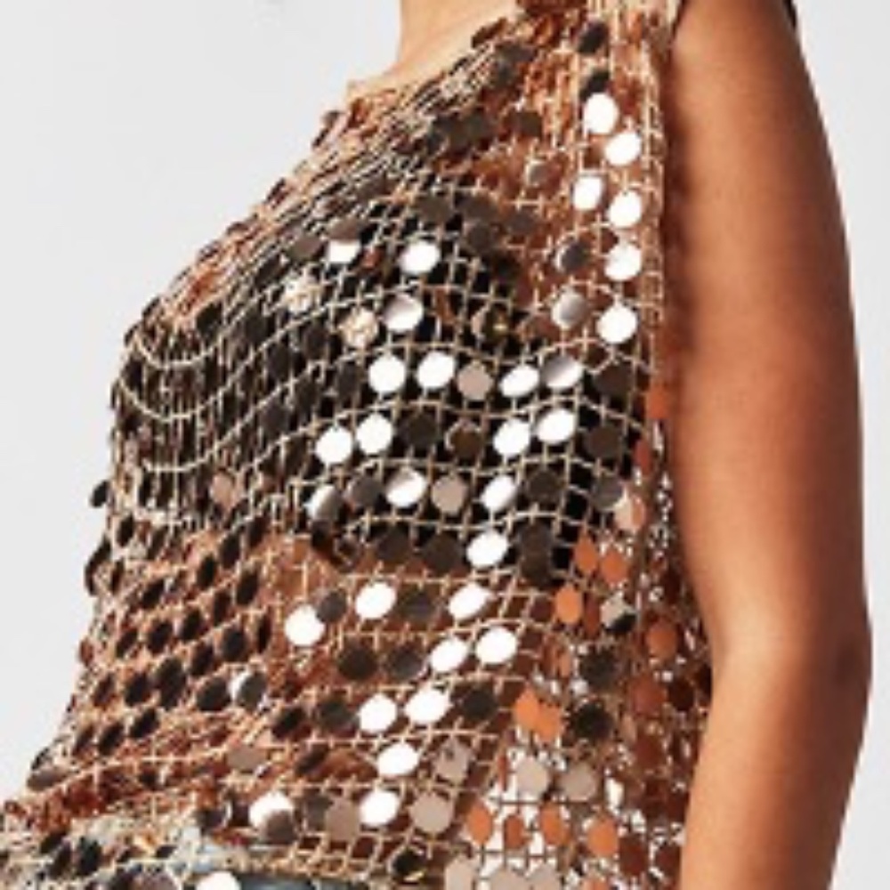Free People Vee Tank Top Gold XS
